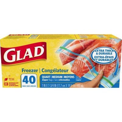 Glad Lock Freezer Quart Zipper 40ct