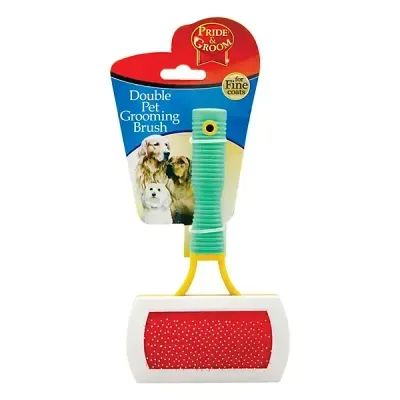 Pride & Groom Double Pet Grooming Brush Fine Coats
