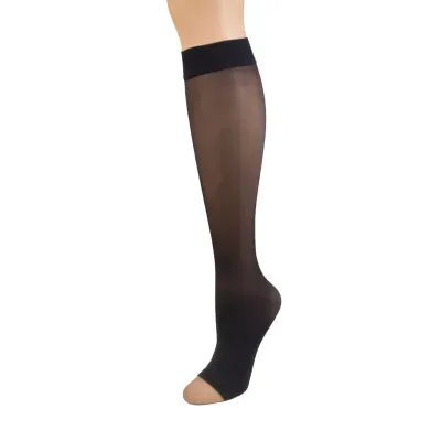 8-15 Knee High Lites Open Toe Black Med