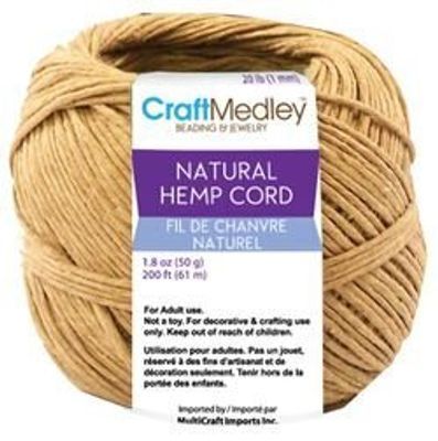Craft Medley Natural Hemp Cord 50g