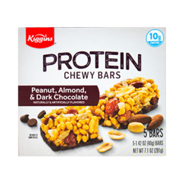 Kiggins Protein Peanut Almond Dark Chocolate Chewy Bars