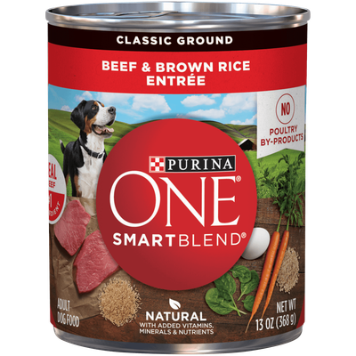 Purina ONE Natural Pate Wet Dog Food, SmartBlend Beef & Brown Rice Entrée
