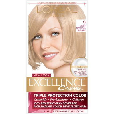 L'Oreal Paris Excellence Creme Permanent Triple Protection Hair Color, 9 Light Natural Blonde