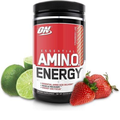 Optimum Nutrition Amino Energy Pre Workout + Essential Amino Acids Powder, Strawberry Lime, 30 Servings