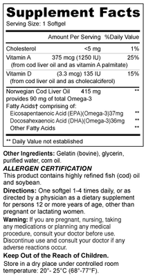 Mason Natural Cod Liver Oil 100softgels