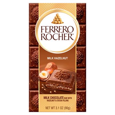 Ferrero Rocher Milk Chocolate Bar With Hazelnut & Cocoa Filling, 3.1 Oz
