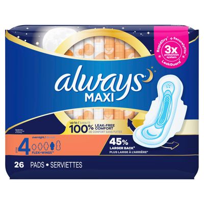 Always Maxi O/night W/wings Unscented