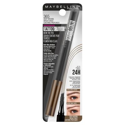 Maybelline New York Tattoo Studio 365 Deep Brown Brow Tint Pen, .037 Fl Oz