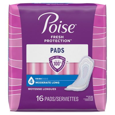 Poise Fresh Protection Moderate Long Pads, 16 Count
