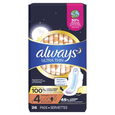 Always Ultra Thin Overnight With Wings