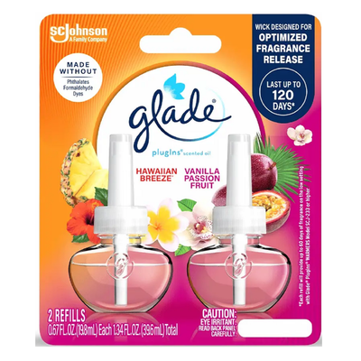 Glade Plug In Refill Hawaiian Breeze/Vanilla Passion Fruit 2 ct
