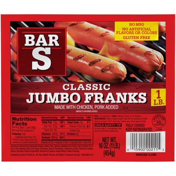 Bar S Classic Jumbo Franks Chicken Pork Added