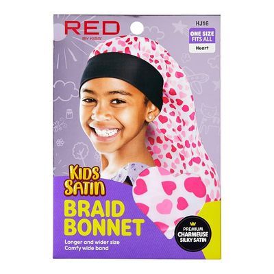 Red Kids Satin Braid Bonnet