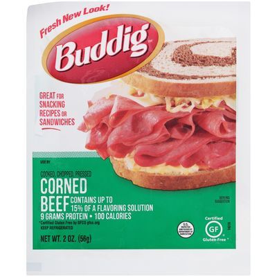Buddig, Cooked, Chopped and Pressed Corned Beef, Sliced, 2 oz