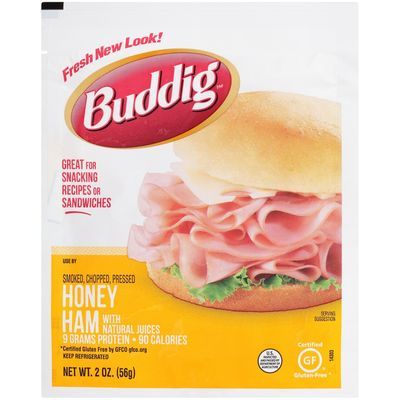 Buddig, Smoked, Chopped and Pressed Honey Ham, Sliced, 2 oz