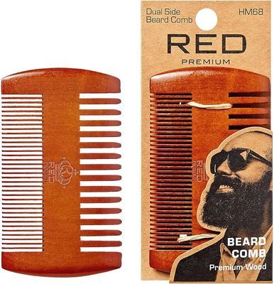 Red Dual Side Beard Comb
