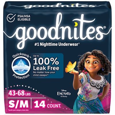 Goodnites Girls Nighttime Bedwetting Underwear, Size S/M, 14 Count