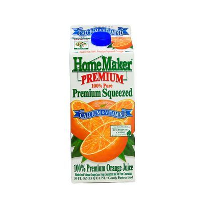 HomeMaker, Premium Squeezed, Calcium & Vitamin D Orange Juice, 59 fl oz Box