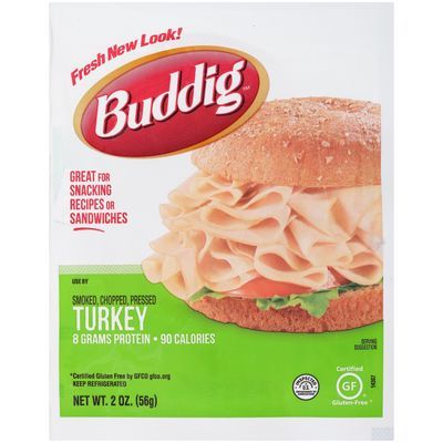 Buddig, Smoked, Chopped and Pressed Turkey, Sliced, 2 oz