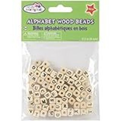 Wood Letter Beads Natural 70pc