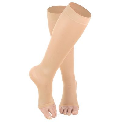 8-15 Knee High Lites Open Toe Beige