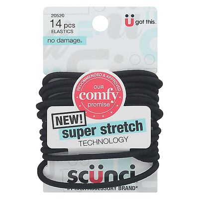 Scunci Elastic Black Ln/d 14pk