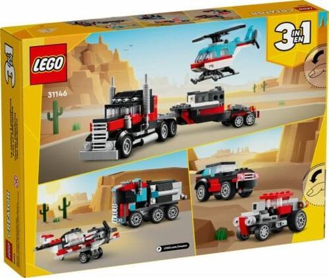 Lego Flatbed Truck W Helicopter 270pcs