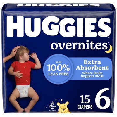 Huggies Overnites Nighttime Baby Diapers, Size 6, 15 Count
