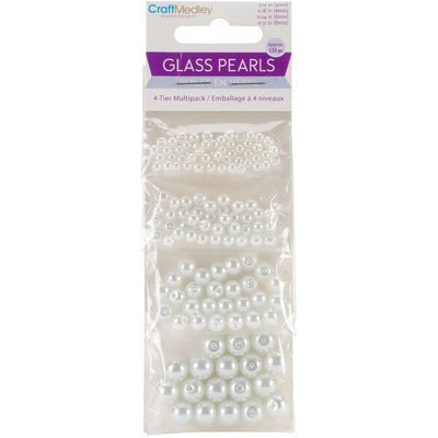 Craftmedley Glass Pearls White Pearls