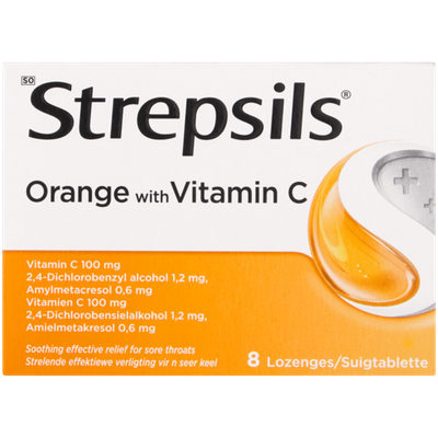 Strepsils Throat Lozenges Orange 8s