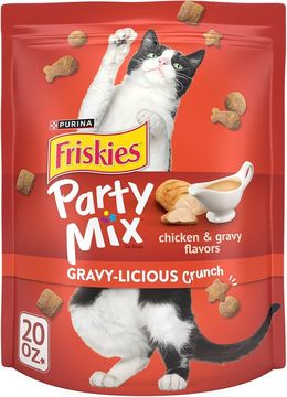 Friskies Cat Treats, Party Mix Crunch Gravylicious Chicken & Gravy Flavors