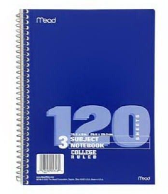 Mead Subject 3 Notebook 120s