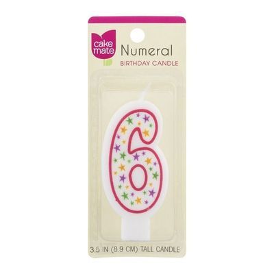 Cake Mate Numeral B/day Candle 6 3.5in
